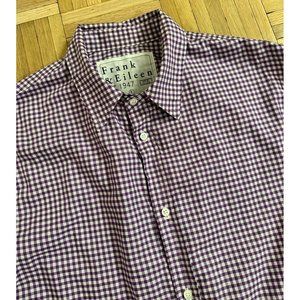 Frank & Eileen Paul Button-Down Dress Shirt Men Large Purple/White Gingham Check